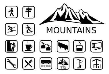 Mountais faaliyetleri Icons set
