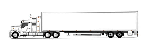 Белый грузовик в американском стиле с прицепом — стоковый вектор