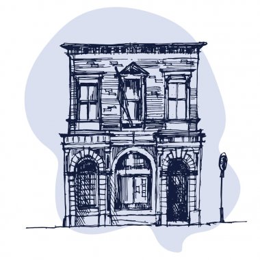 Elle çizilmiş İngilizce mansion, townhouse kentsel eskiz