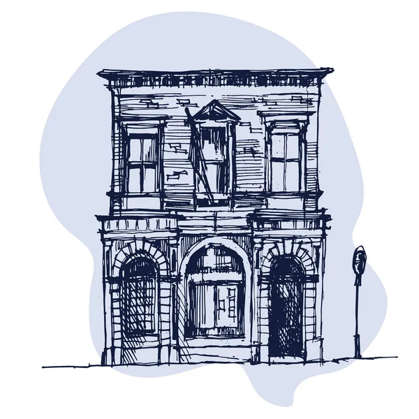Ručně kreslenou anglická sídla, městský dům městské skica — Stockový vektor