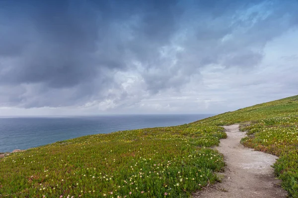 Stormy weather landscape at Atlantic Coast at Cabo da Roca, Portugal, spring