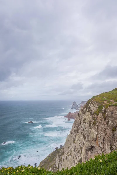 Stormy weather landscape at Atlantic Coast at Cabo da Roca, Portugal, spring