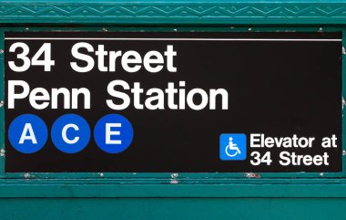 New York City metro işareti Penn 34th Street İstasyonu