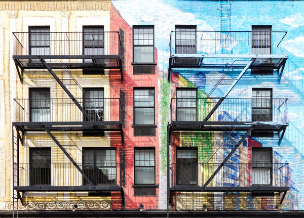 Colorful painted buildings in the East Village of Manhattan, New York City