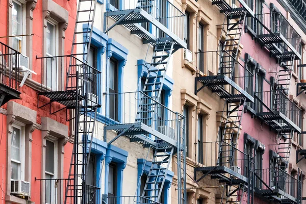 Colorful row of buildings in Greenwich Village New York City NYC — Stock Photo, Image