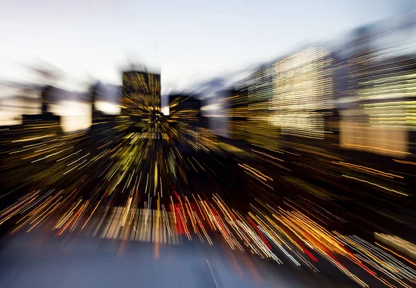 Abstract blurred lines of New York City downtown skyline lights — Stock Photo, Image