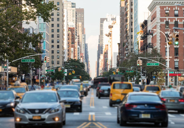 Traffic along 3rd Avenue in Manhattan New York City