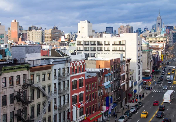 Vista aérea de la ciudad de Nueva York de Chinatown Street Scene en Nueva York — Foto de Stock