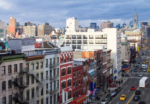 Visão aérea de Nova Iorque da cena de rua de Chinatown em Nova York — Fotografia de Stock