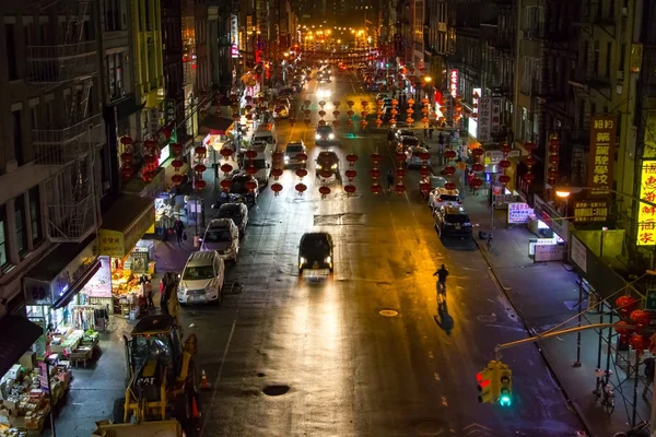 Cena de Chinatown Night Street em Nova York — Fotografia de Stock