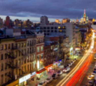 New York'ta gece arka plan bulanık ışıklar