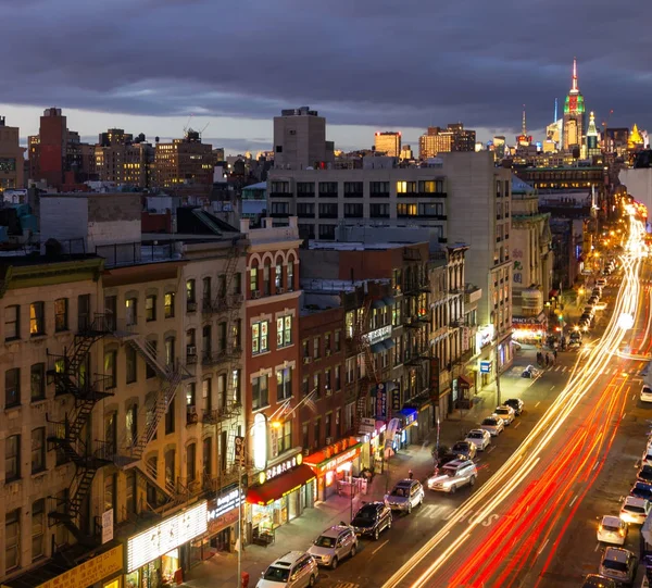 Ciudad de Nueva York calles noche paisaje urbano —  Fotos de Stock