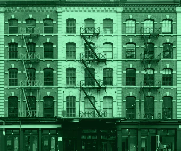 Pink Blue Wall Windows New York City Buildings — Stock Photo, Image