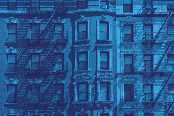 New York City Building Wall Windows Blue — Stock Photo, Image