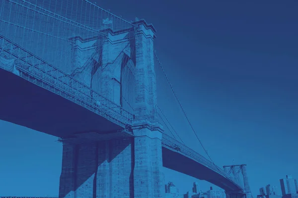 Γέφυρα Του Μπρούκλιν Νέα Υόρκη Στο Blue — Φωτογραφία Αρχείου