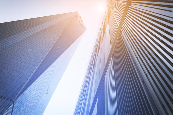 Colorful Light Shines Tall Modern Skyscrapers New York City — Stock Photo, Image