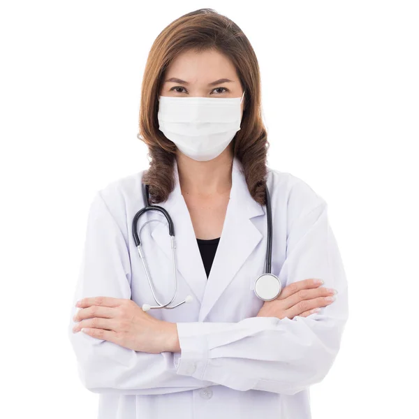 Pretty Beautiful Asian Woman Doctor Gown Lab Coat Wearing Surgical Stock Photo