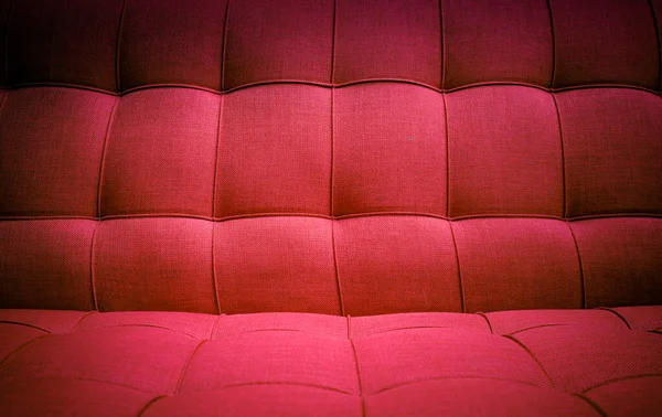 Texture Details Red Cover Soft Cotton Cloth Fine Sewing Sofa — Stock Photo, Image