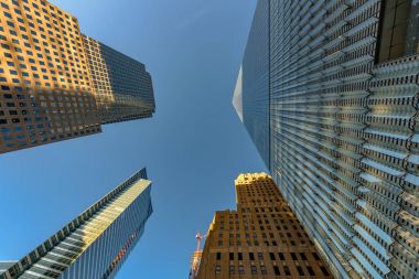New York - ABD - 19 Ekim, 2018-Lower Manhattan New York'ta kentsel gökdelenler