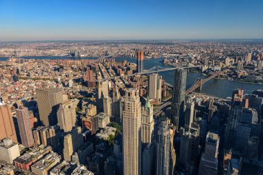 Manhattan kent merkezinin içinde gökdelenler ile Skyline havadan görünümü bir