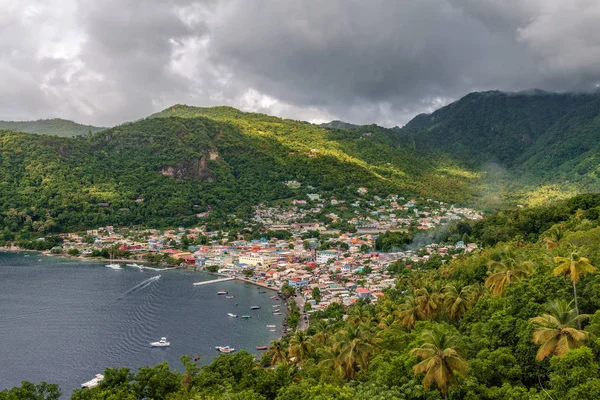 Small town Soufriere in Saint Lucia, Caribbean Islands — Stock Photo, Image