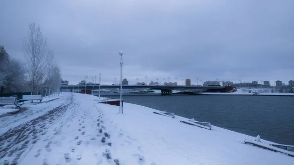 Ishim river in winter morning. — стокове фото
