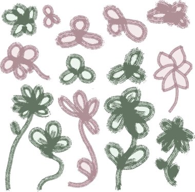 Çiçek grafik tasarımı. Çiçek desenli, çiçek desenli vektör seti.