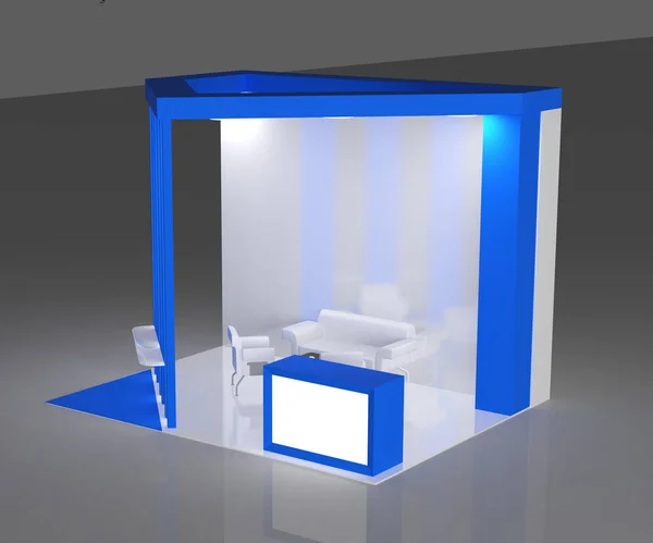 Mavi ve gri Fuar Standı 3d render