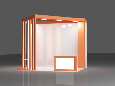 Kırmızı Fuar Standı 3d render