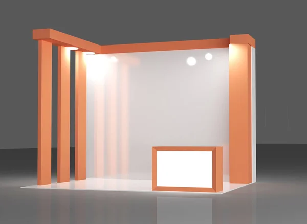 Stand exposición roja 3d Rendering —  Fotos de Stock