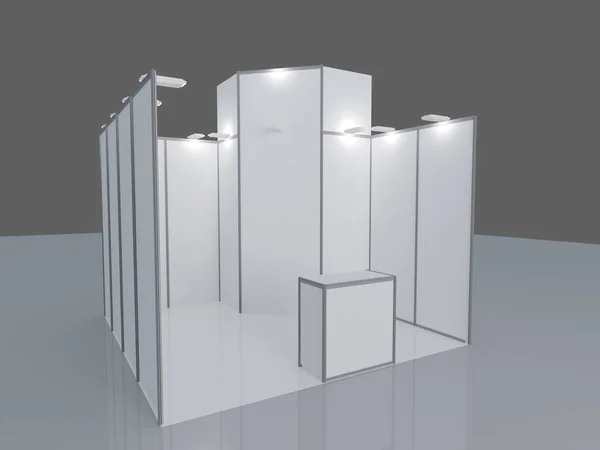 Blank exhibition stand. 3d render isolated on white background, Empty trade event stand
