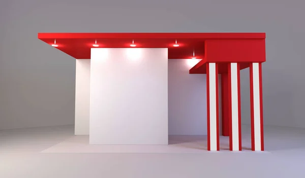 red exhibition stand light 3d Rendering design