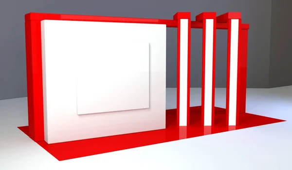 Rosso Mostra Stand Luce Rendering Design — Foto Stock