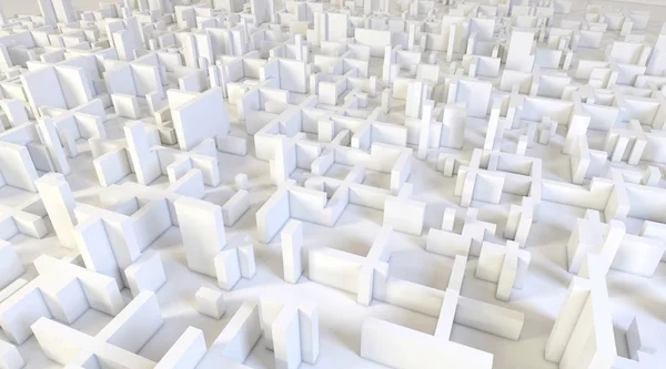Beyaz modern şehir, havadan görünümü. 3D render — Stok fotoğraf