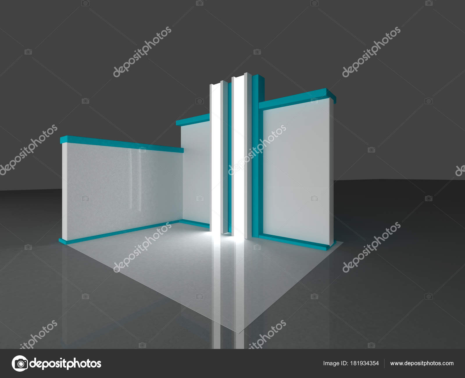 Download Blue Stand Booth Mock Up Template 3d Rendering Stock Photo Image By C Klllane 181934354