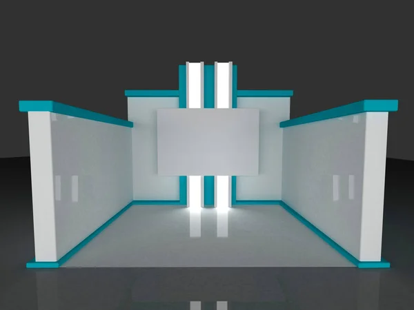 Plantilla de maqueta de stand stand azul 3D renderizado —  Fotos de Stock