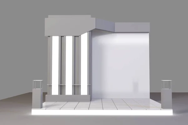 Trade exhibition stand, Exhibition round, 3D rendering visualization of exhibition equipment,space on a white background