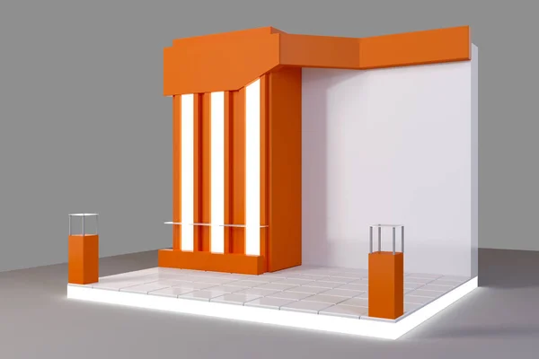 Trade exhibition stand, Exhibition round, 3D rendering visualization of exhibition equipment,space on a white background