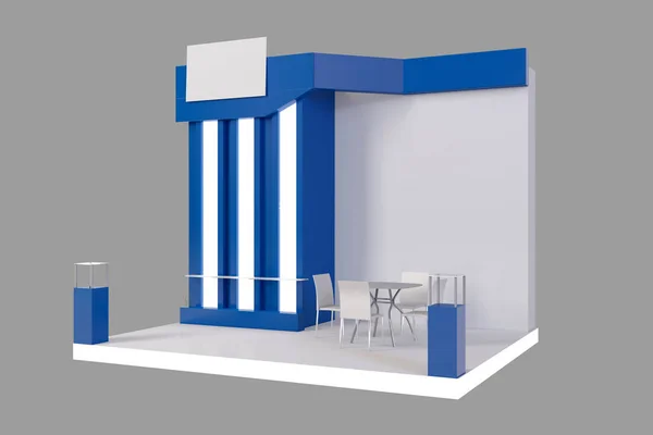 Kırmızı yaratıcı sergi stand tasarımı. Booth şablonu. 3D render tasarım