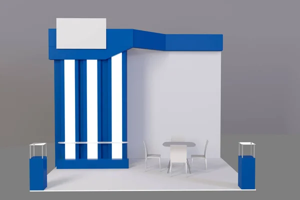 Kırmızı yaratıcı sergi stand tasarımı. Booth şablonu. 3D render tasarım