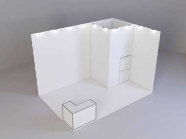 Ticaret Fuar Standı, Fuar yuvarlak, Sergi donatımı, alanınızda bir ackground 3d render görselleştirme