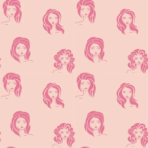 Women - hand drawn seamless pattern of a crowd of different women — Stock Vector