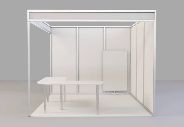 Handel tentoonstelling stand, tentoonstelling ronde, 3d rendering visualisatie van tentoonstelling apparatuur, ruimte op een CHTERGROND — Stockfoto
