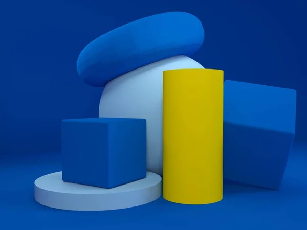 3D-leképezést, modern, absztrakt, geometrikus háttér, minimalista, primitív alakzatok — Stock Fotó