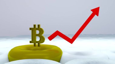 Bitcoin logo roketatar, cryptocurrency kavramı. Altın sikke tasarımcıları ve son dakika haberi için büyüme oranı.