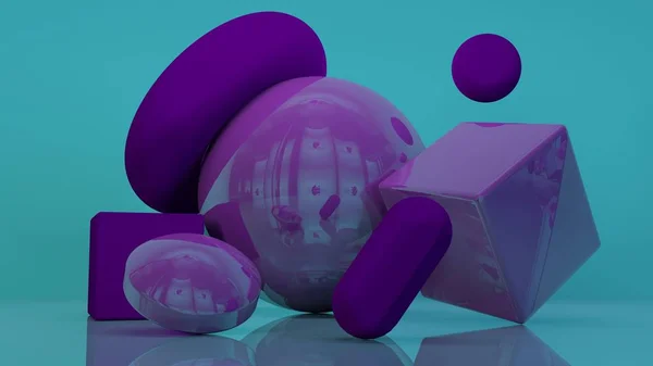 Kub pallen geometriska vita forma minimalt abstrakta lila-Violetta bakgrund 3d — Stockfoto