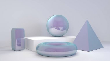 Geometrik şekil sahne en az 3d render