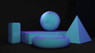 Geometrik şekil sahne en az 3d render