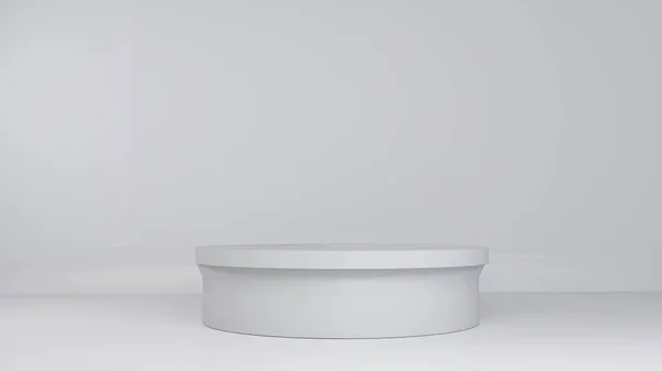 흰색 벽 빈 실린더 바닥 3d 렌더링 — 스톡 사진