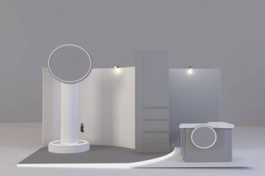 siyah ve beyaz sergi kabini 3d Hazırlama